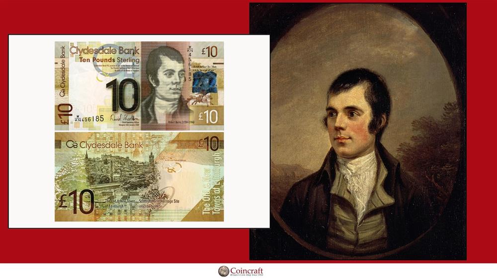 Scottish Banknote dedicated to Robert Burns (former Scottish poet and lyricist) - Coincraft